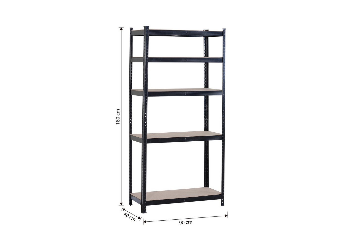 HTI-Living Mehrzweckregal Lagerregal mit 5 Böden Schwarz 90 x 180 x 40 cm, 1 Stück 1-tlg., Vielseitig Bild 5