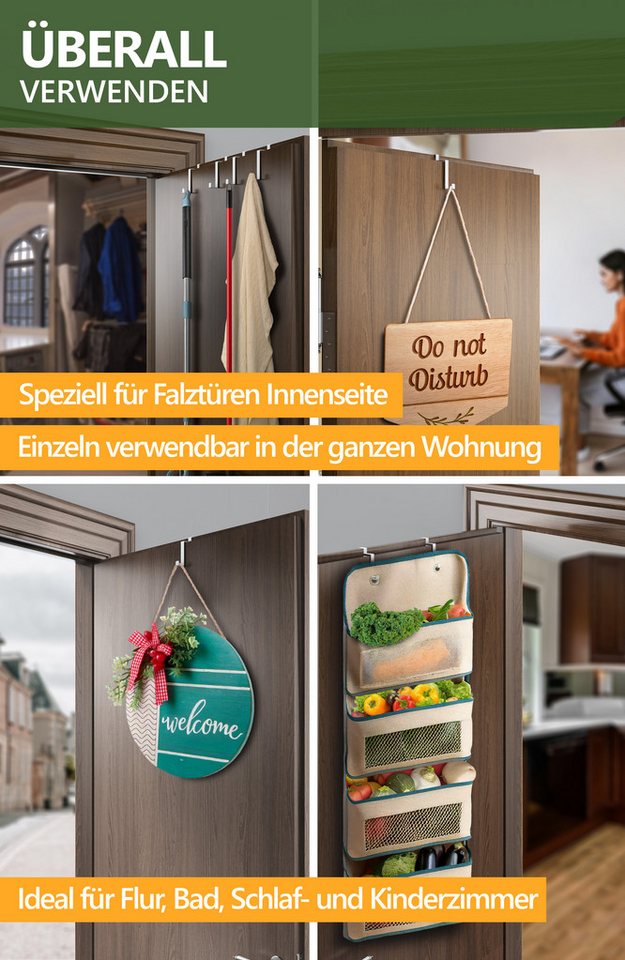 Lindenstein Türhaken Edelstahl Türhaken, Türen, (Packung, 10-St., 10), ohne Bohren,Stabil,langlebig,rostbeständig,verformungsresistent Bild 3