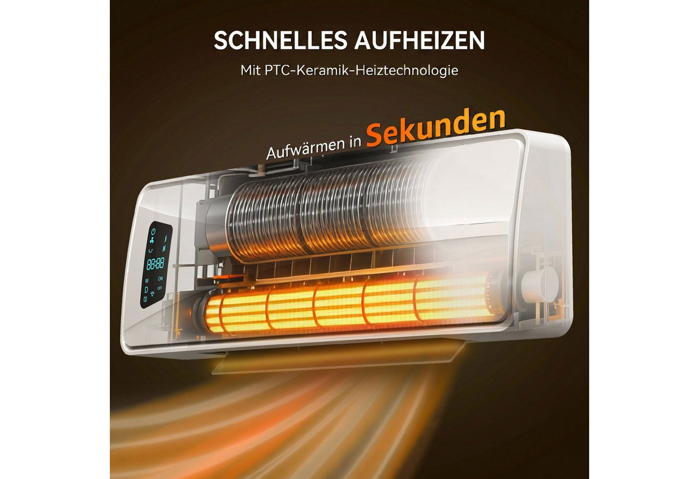 Blossom Heizlüfter Wand Heizlüfter 2000 W, Keramik Heizgerät, 3 Modi, LED-Display, Timer, 2000 W, Keramikheizlüfter Keramik-Wandheizgerät für Schlafzimmer Wohnzimmer Bild 4