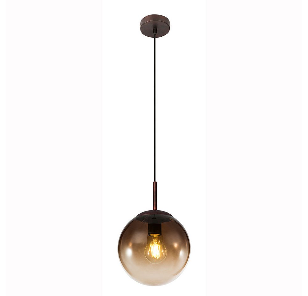 GLOBO LIGHTING Hängeleuchte, Leuchtmittel nicht inklusive, Hängeleuchte Glaskugel Retro Kugelleuchte rauchfarben Esszimmerleuchte
