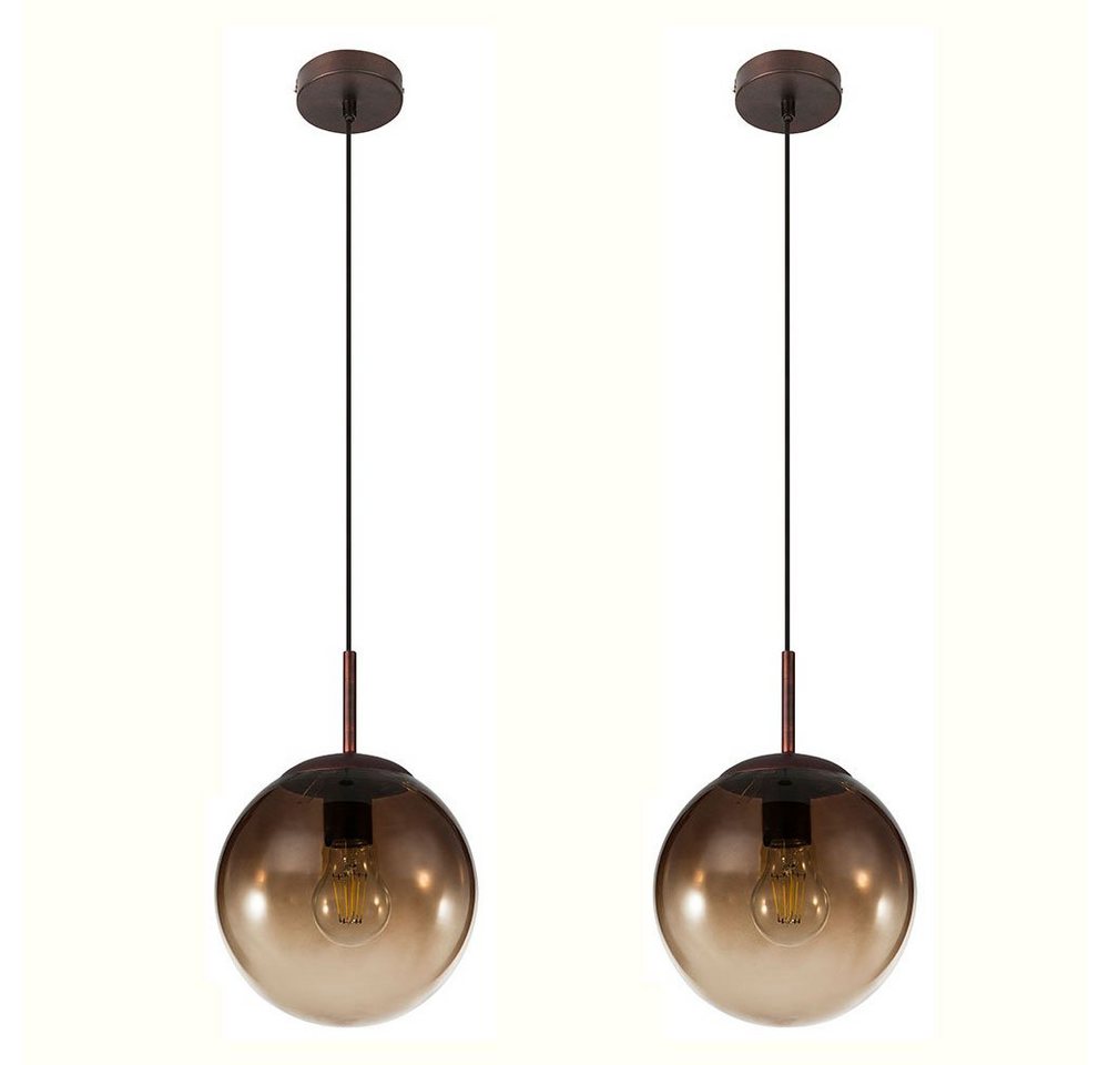 GLOBO LIGHTING Hängeleuchte, Leuchtmittel nicht inklusive, Hängeleuchte Glaskugel Retro Kugelleuchte rauchfarben Esszimmerleuchte Bild 3