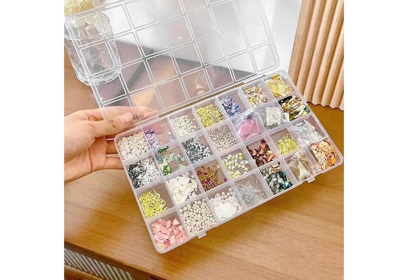 FELIXLEO Sortimentskasten 4er Set Sortierbox mit 28 Fächern, Transparent für Schmuck & Kunst (1 St) Bild 4
