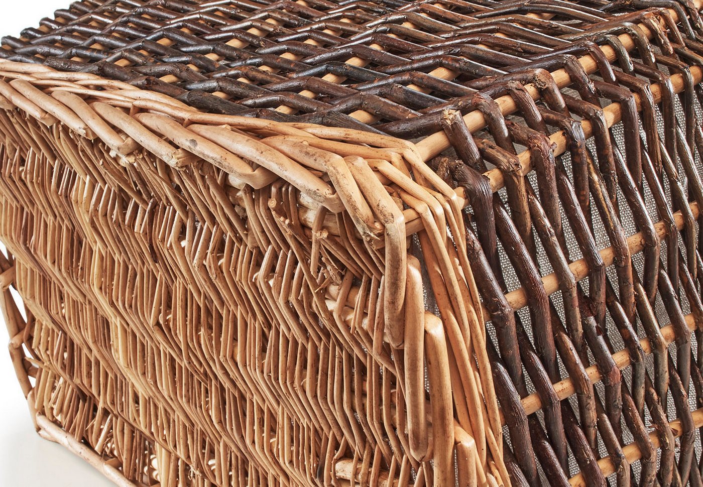 Kobolo Kaminholzkorb Holztrage Holzkorb für Kaminholz Weide mit Leinenstoff und Henkel, (Einzelstück, 1 St., 1 Stück) Bild 2