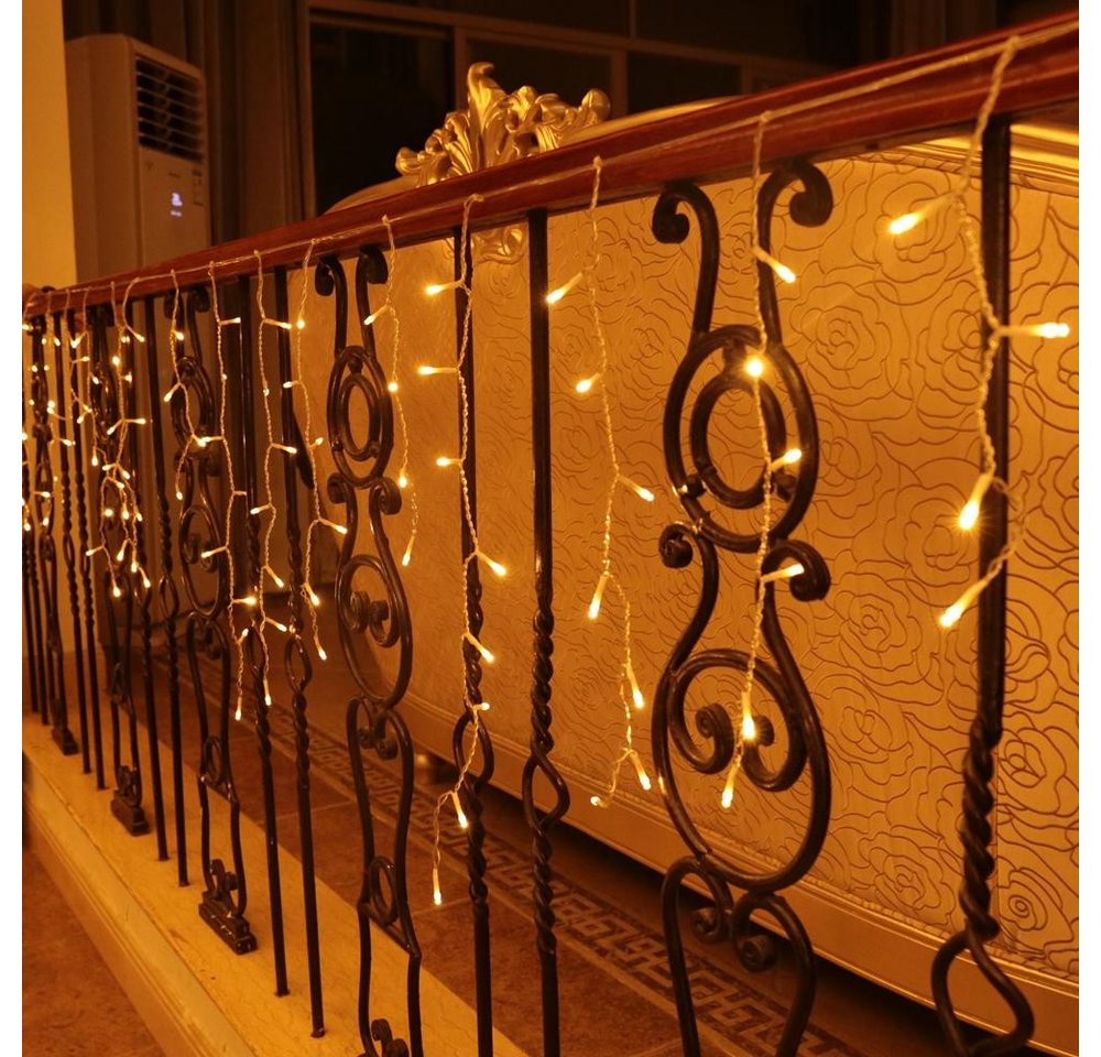 SERBASIC Lichterkette LED Eisregen Lichterkette, Erweiterbare Lichtervorhang mit Timer, 5M/10M/15M, Timer, 8 Modi, für Weihnachtsdeko Traufe Garten Balkon Bild 2