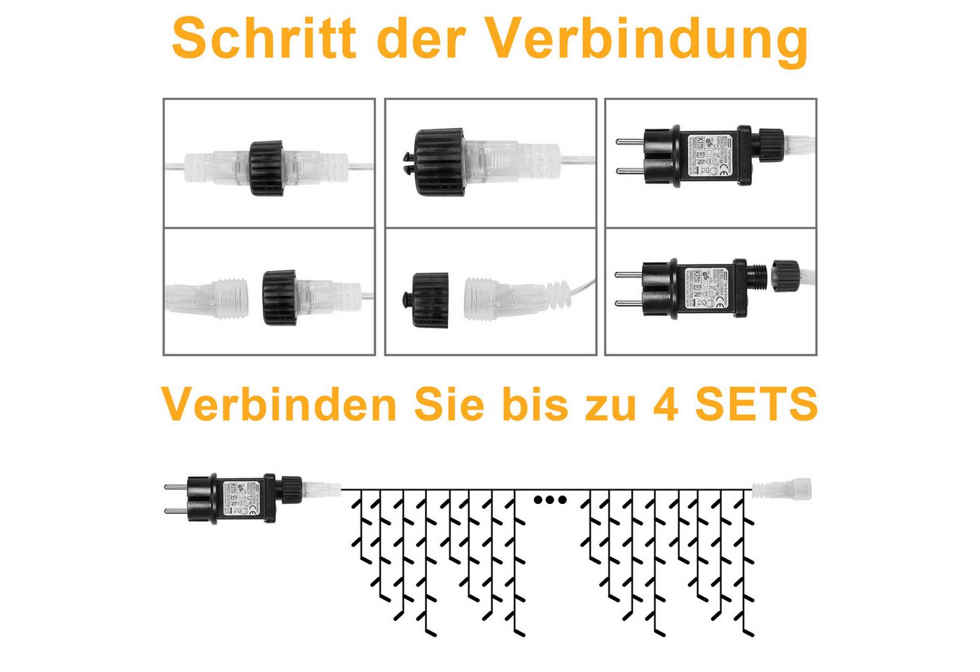 SERBASIC Lichterkette LED Eisregen Lichterkette, Erweiterbare Lichtervorhang mit Timer, 5M/10M/15M, Timer, 8 Modi, für Weihnachtsdeko Traufe Garten Balkon Bild 4