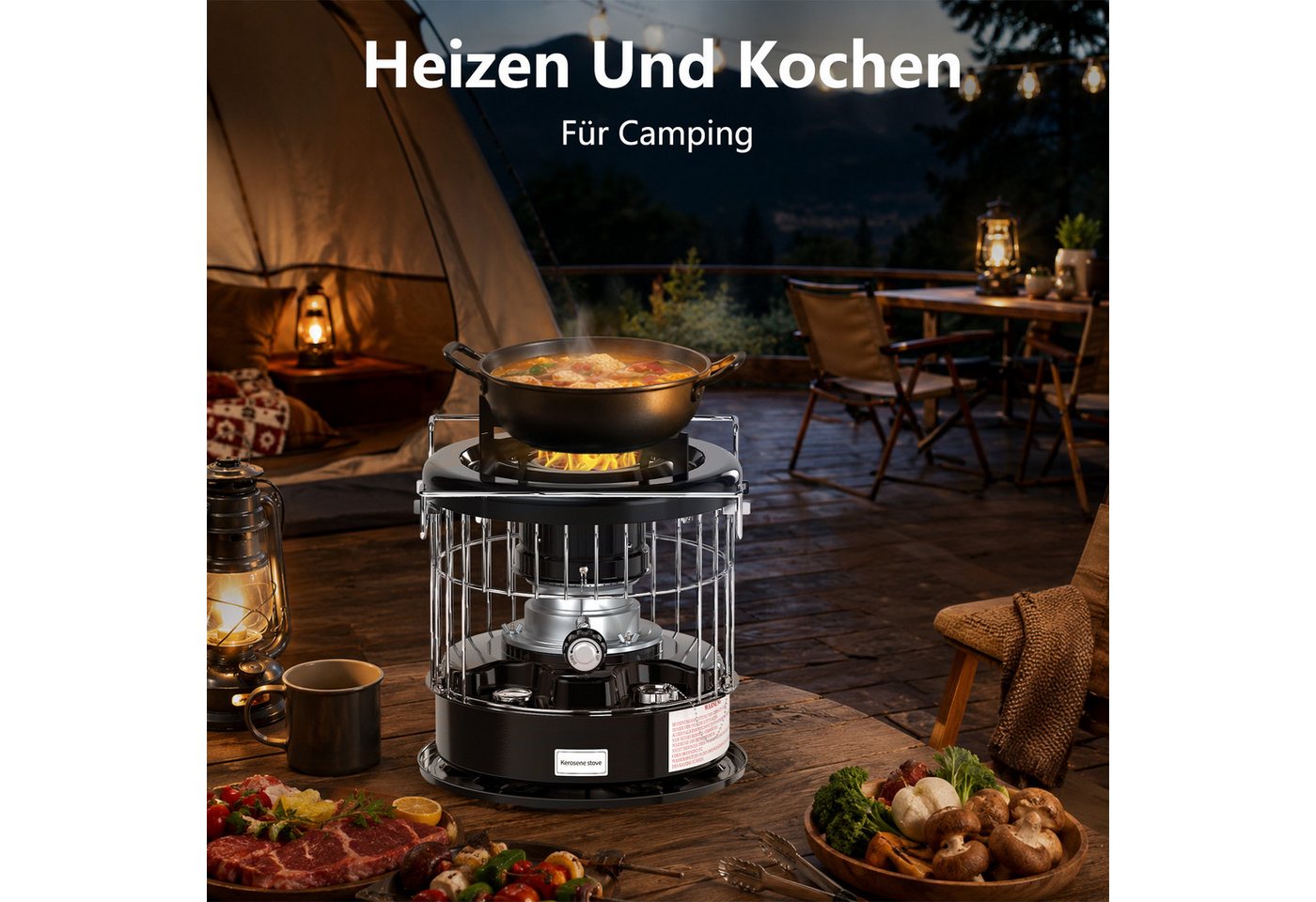 GLIESE Petroleumheizung Brennstoffbetriebener Raumheizkörper R95, Tragbar Campingkocher, 2600W 5L Tank für 12,5h Heizdauer, für Camping, Garten, Notfallheizung Bild 4
