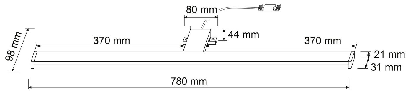 SEBSON Spiegelleuchte LED Spiegellampe Bad 80cm IP44 15W 1300lm 4000K 230V 780x98x44mm, LED integriert, neutralweiß, Aufbauleuchte + Klemmleuchte, 110° Abstrahlwinkel, einfach Montage Bild 5
