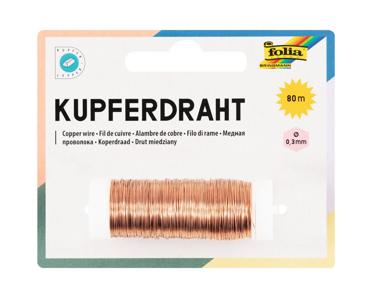 Folia Basteldraht folia Kupferdraht kupfer 0,3mmx80m