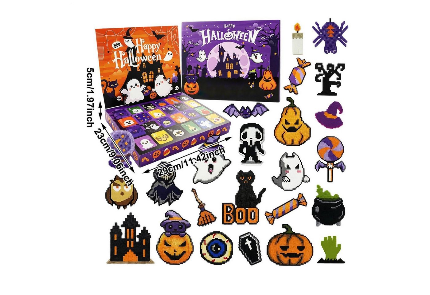 Sorvyzxn Bügelperlen Kreativset Halloween-Adventskalender mit Bügelperlen 2026, DIY-Bastelset inklusive Werkzeug für Kinder und Erwachsene Bild 5