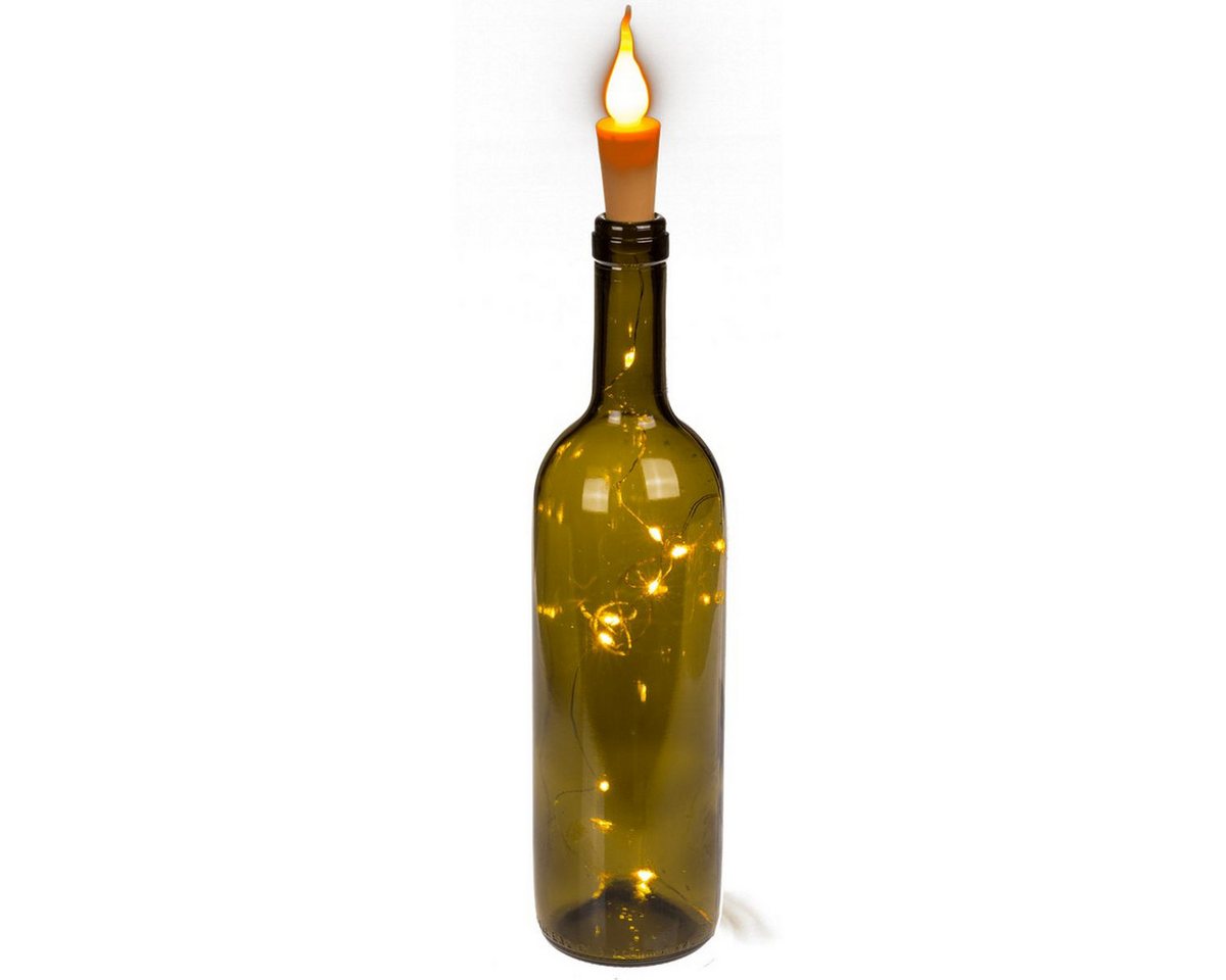 OOTB Lichterkette 8 LED Lichterkette Flaschenkorken mit LED Kerzenflamme warmweiß, inkl. Batterien