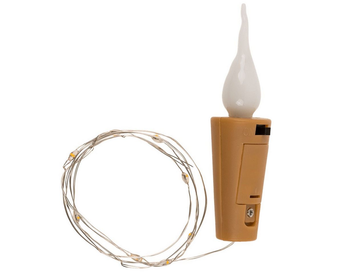 OOTB Lichterkette 8 LED Lichterkette Flaschenkorken mit LED Kerzenflamme warmweiß, inkl. Batterien Bild 3