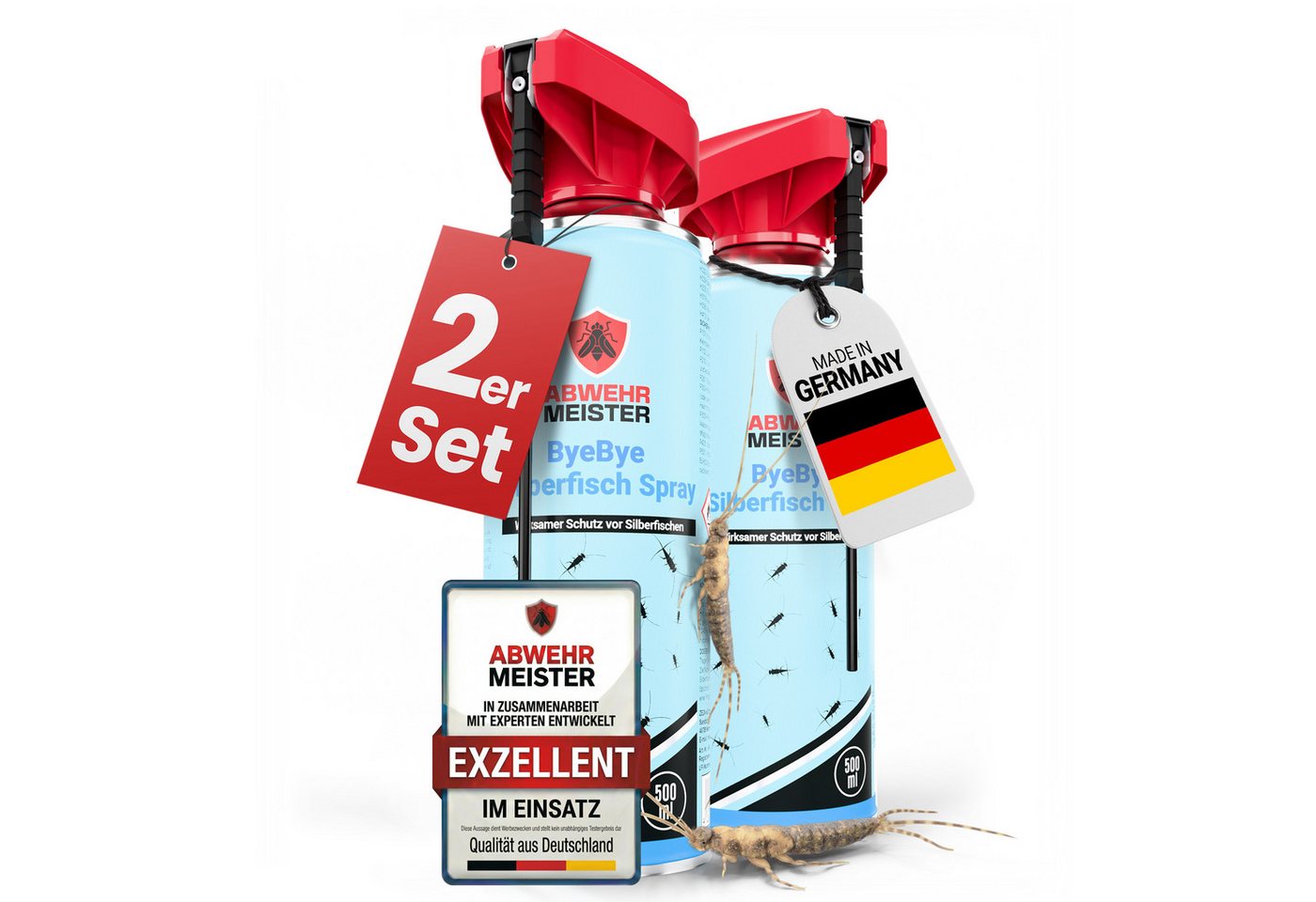 ABWEHR MEISTER Insektenspray ORGINAL ByeBye Silberfisch- Spray [500 ml], 2-St., Präzise Anwendung, dank integrierter Sprühlanze Bild 5