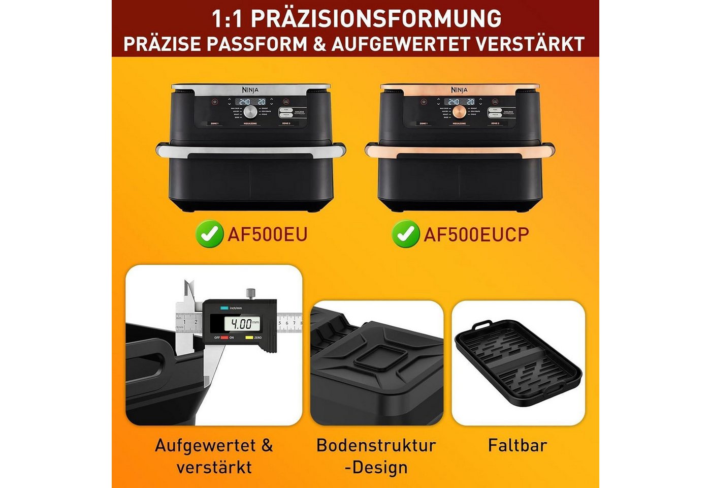 LuxusKollektion Silikonform Airfryer Zubehör 18-tlg. für Ninja Foodi Flexdrawer