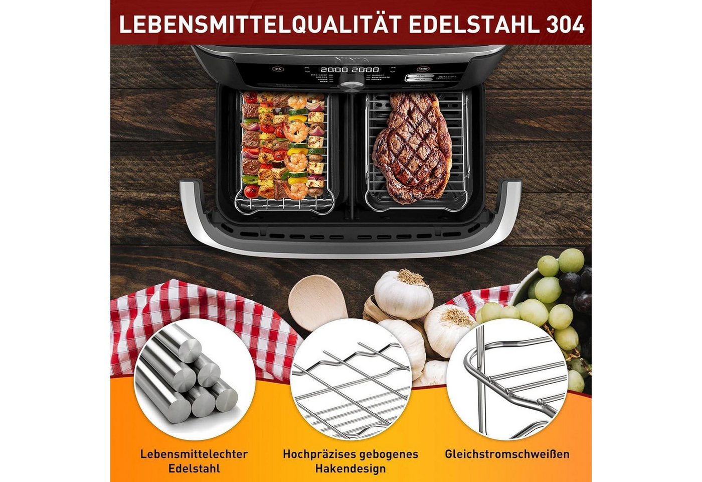 LuxusKollektion Silikonform Airfryer Zubehör 18-tlg. für Ninja Foodi Flexdrawer Bild 2