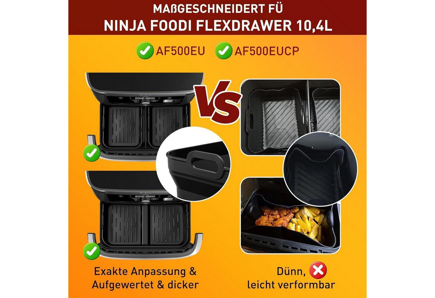 LuxusKollektion Silikonform Airfryer Zubehör 18-tlg. für Ninja Foodi Flexdrawer Bild 4