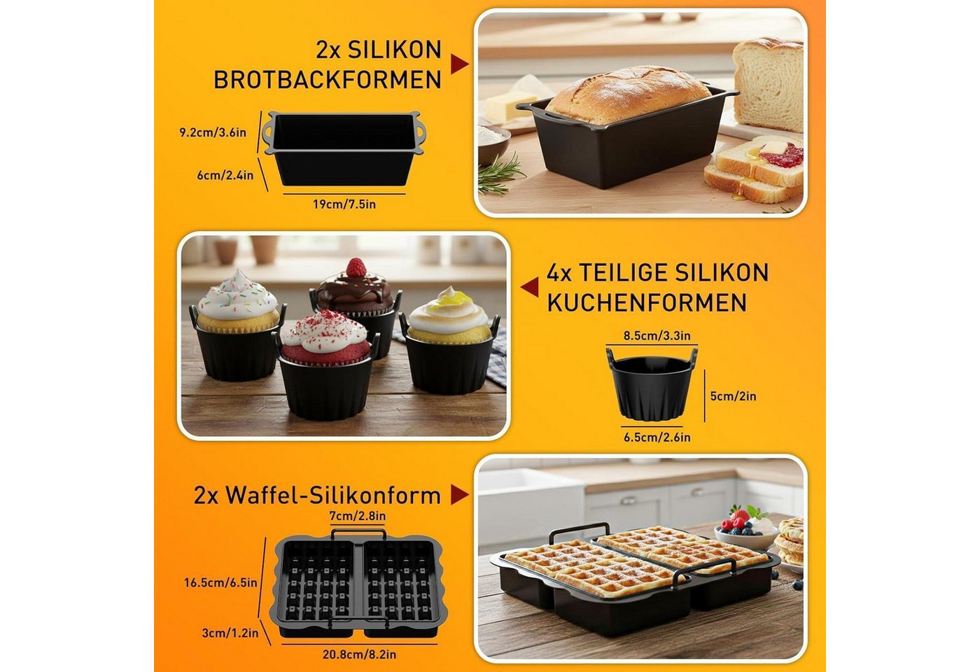 LuxusKollektion Silikonform Airfryer Zubehör 18-tlg. für Ninja Foodi Flexdrawer Bild 5