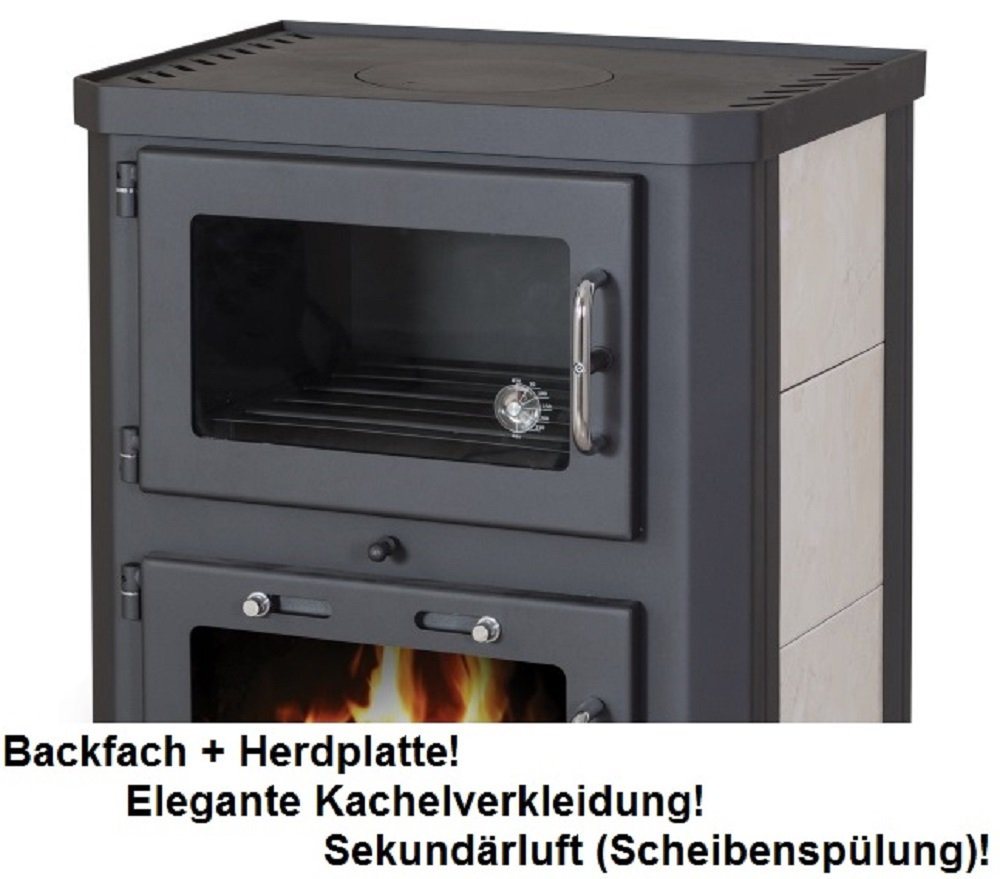 Victoria 05 Kaminofen VictoriaComfortKF, 9.51 kW, Kochen und Backen, Stahl, schwarz