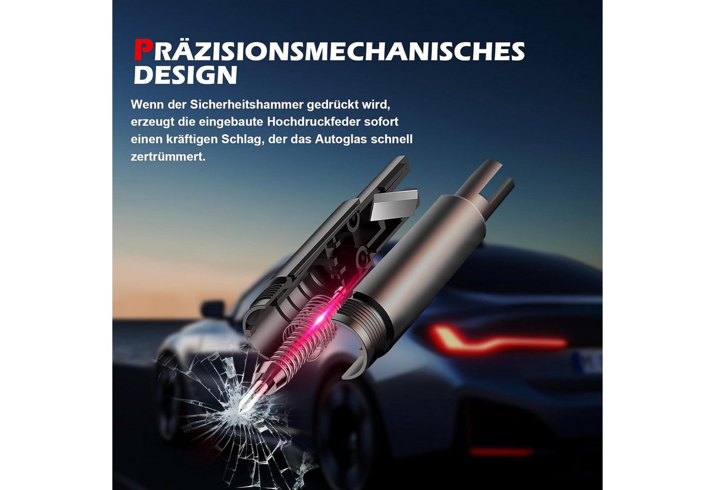 FELIXLEO Hammer 2er Notfallhammer Auto mit Gurtschneider Sicherheitshammer (1-St) Bild 3