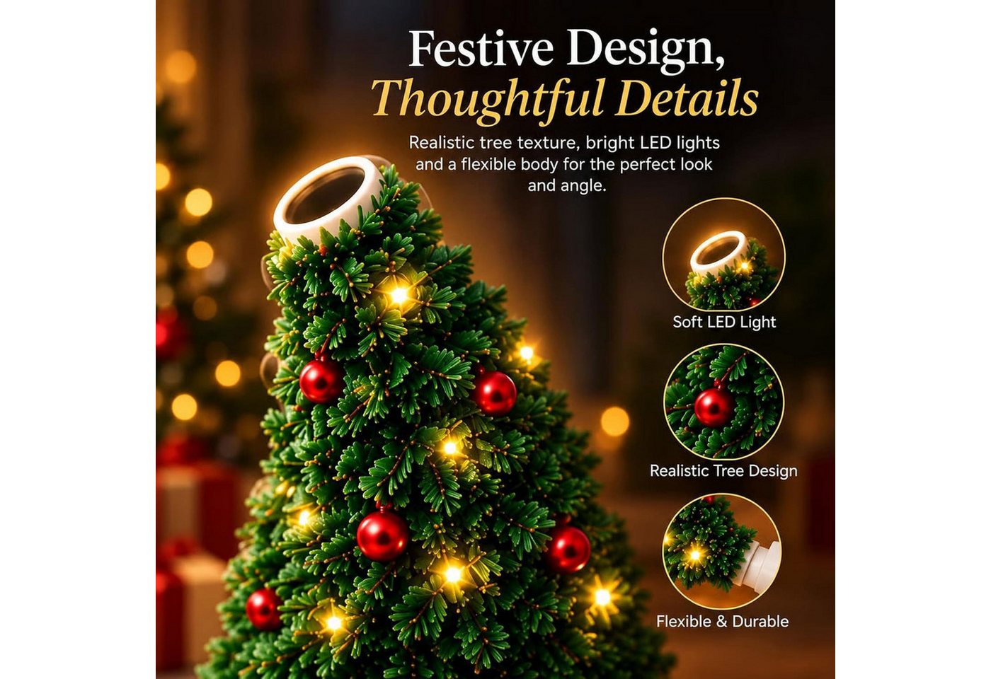 FELIXLEO LED Discolicht Plug and Play HD USB Christmas Tree Projector with 6 Festive Bild 4