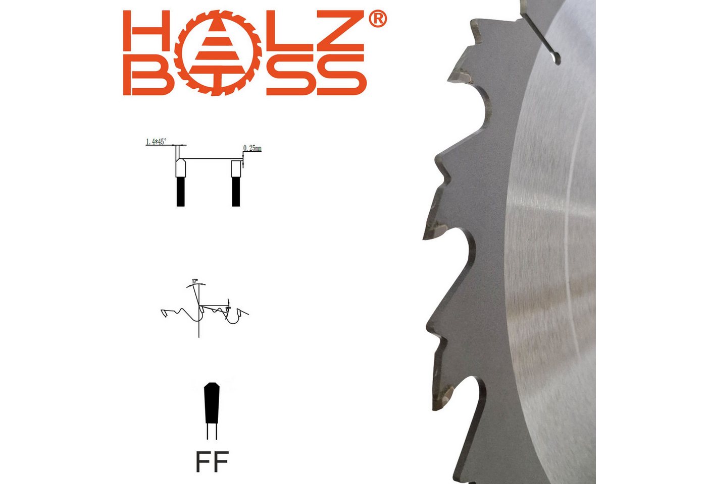 Holzboss® Sägeblatt NEUHEIT " Nagelfest mit Spanabweiser " HM-Sägeblatt FF-S 300x30mmØ Bild 5