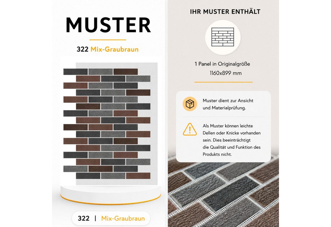 STM Company Verkleidungspaneel AMK Wand- und Fassadenpaneele in Klinkeroptik, 9 qm, (Packung, 1-tlg., 9 m) Flexibel, UV- & frostbeständig Bild 2