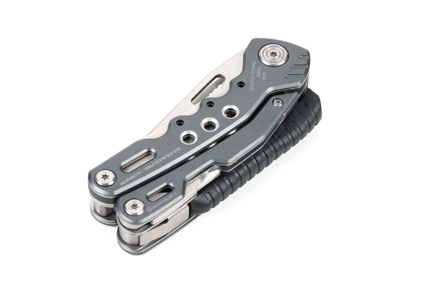 TROIKA Multitool Multifunktionswerkzeuge aus Edelstahl, verschiedene Anwendungsgebiete, mit Karabiner, Zange, Messer & Schraubendreher, 15 Funktionen, Outdoor Bild 5