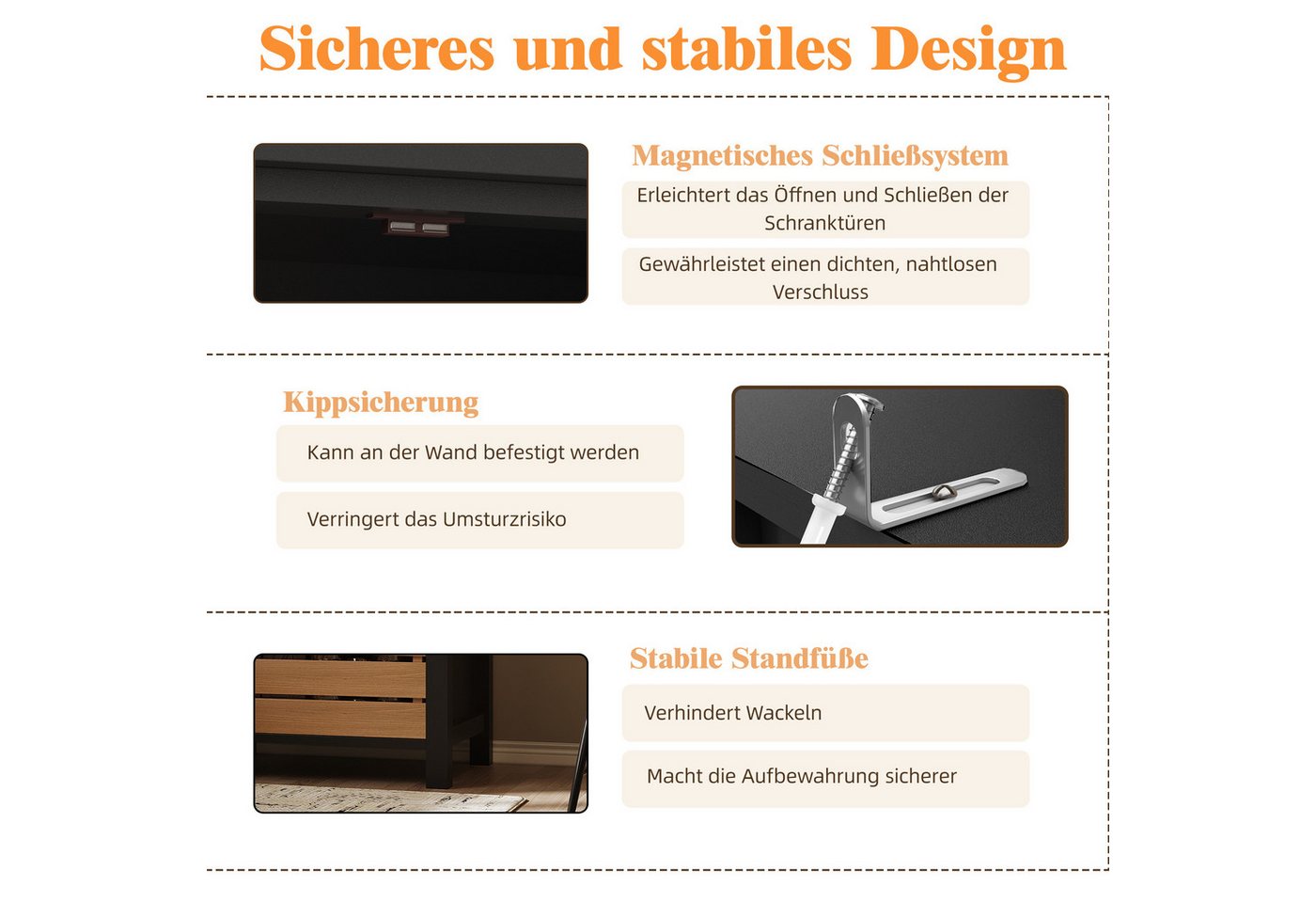 Odikalo Küchenbuffet Küchenschrank Buffetschrank (Küchenschrank (80x40x140cm), hohes Küchenbuffet, Mehrzweckbuffet, Snackschrank, Aufbewahrungsmöbel mit zwei Türen und fünf Schubladen, schwarz / weiß)
