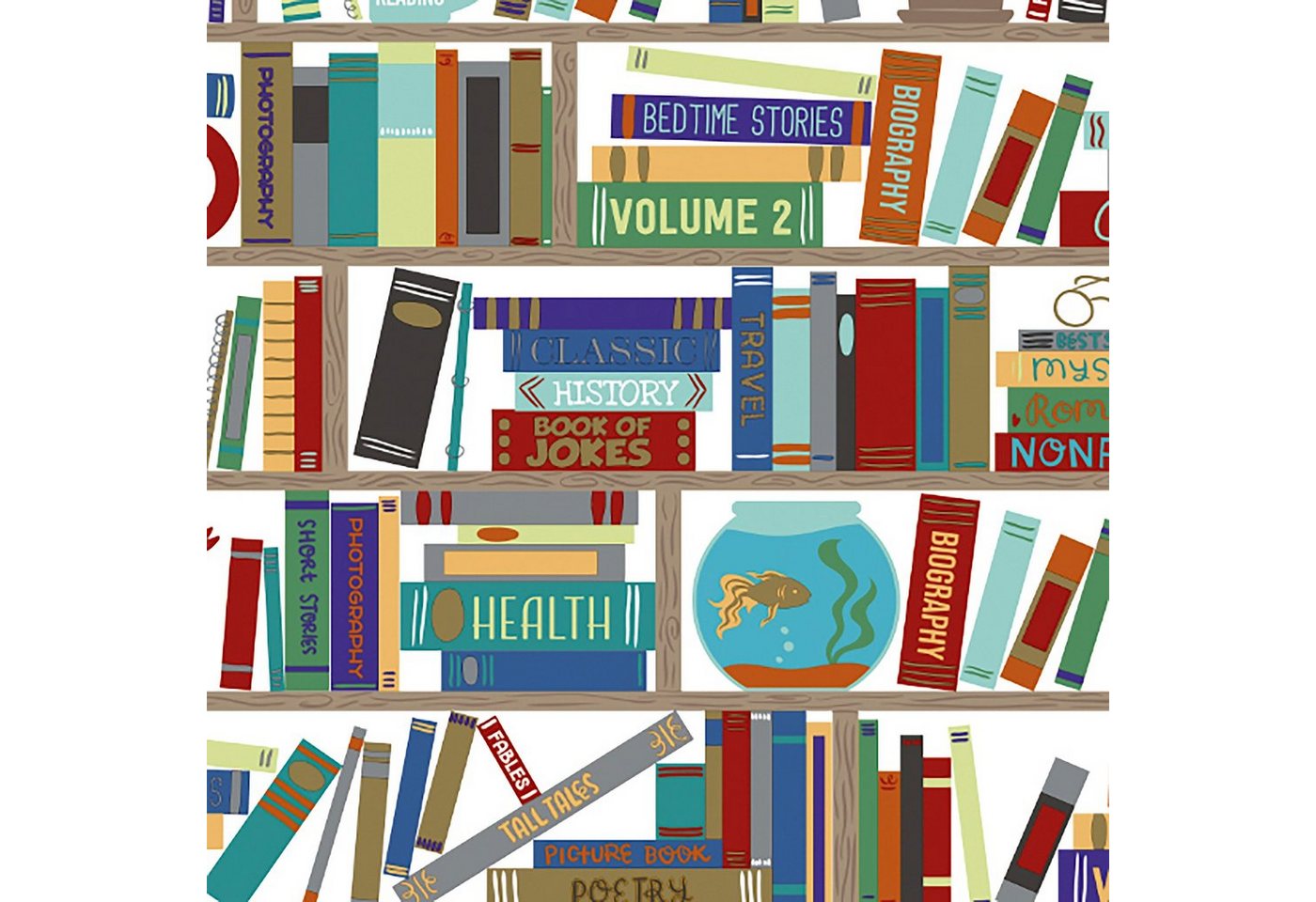 Star Geschenkpapier, Geschenkpapier Bücher Motiv 70cm x 2m Rolle Bunt