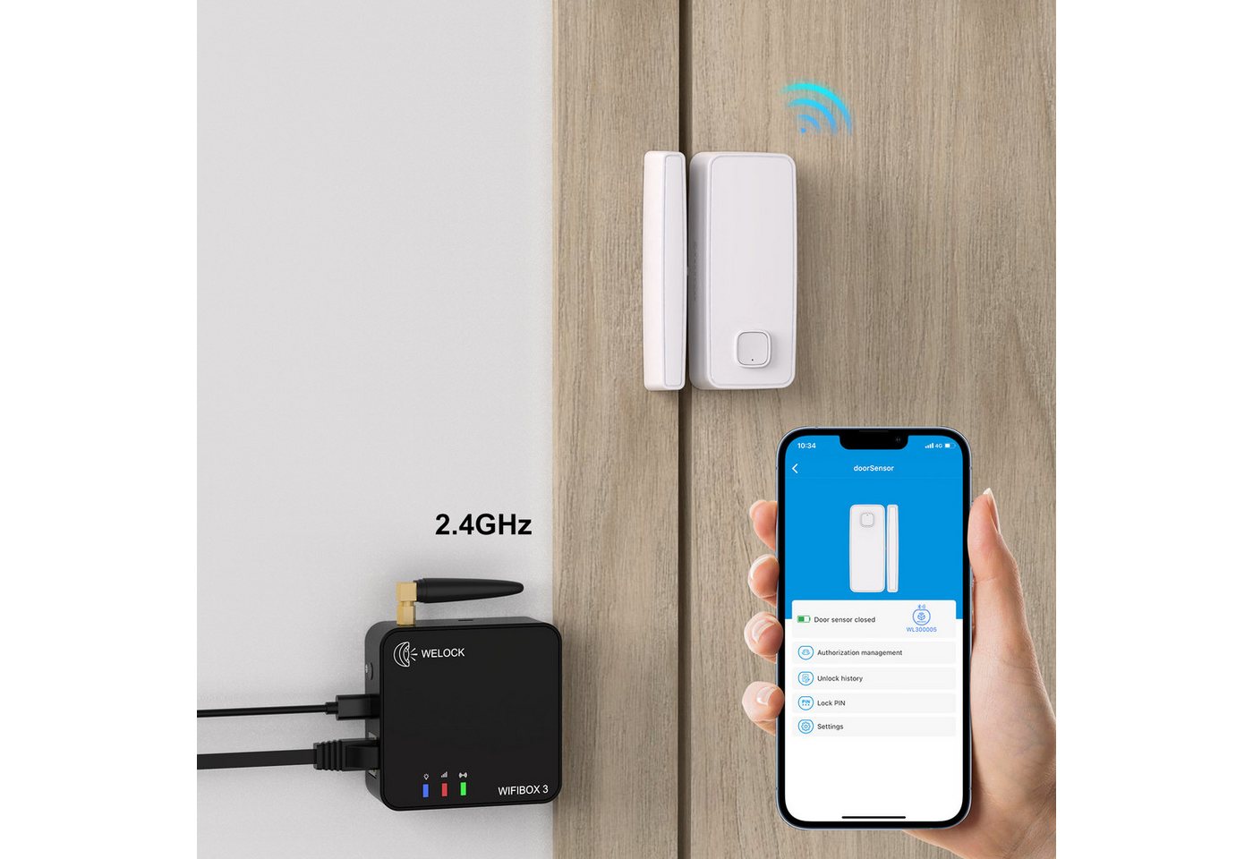 WE.LOCK Türschloss-Funksteuerung WELOCK WIFIBOX3 mit 2 Türmagnet für Fernentriegelung,Monitor und Alexa Bild 3