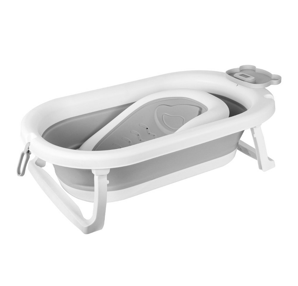 JEOBEST Babybadewanne Baby Badewanne Faltbar Mit Rutschfestem Badewannensitz, Baby Bathtub, Babygeschenk, Mit Badethermometer, Grau Bild 5