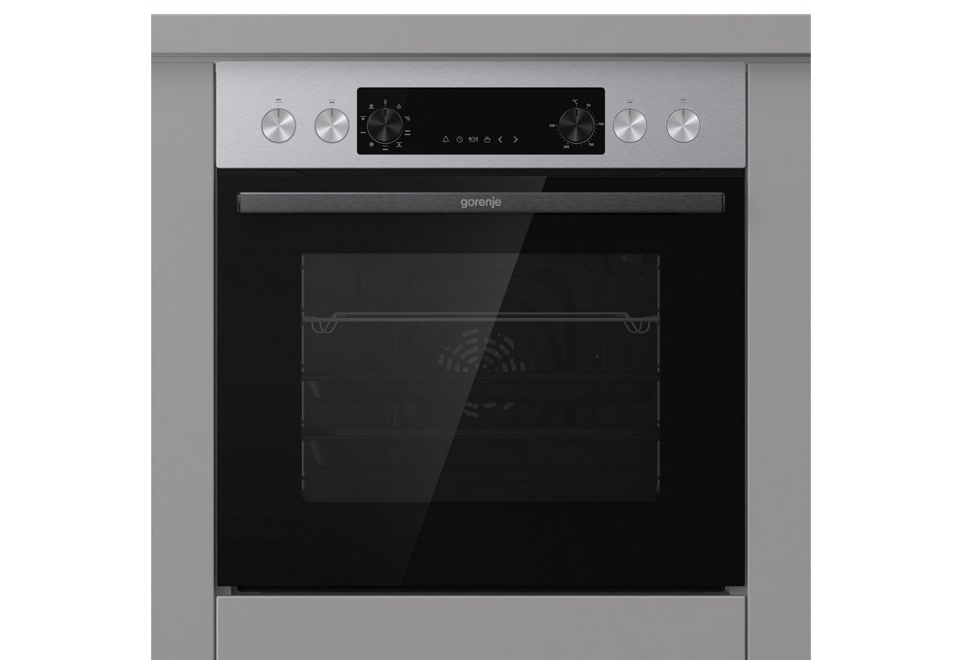 GORENJE Elektro-Herd-Set Inox Atlantik Basic Set, mit 1-fach-Teleskopauszug, Aqua Clean, Herd-Set mit Heißluft, Versenkknebel & Teleskopauszug Bild 3