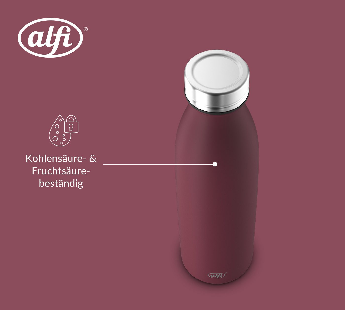 Alfi Isolierflasche PURE BOTTLE, aus doppelwandigem Edelstahl, spülmaschinenfest, 0,50l, 24h kalt, Pulverbeschichtung, absolut dicht bei Kohlensäure Bild 4