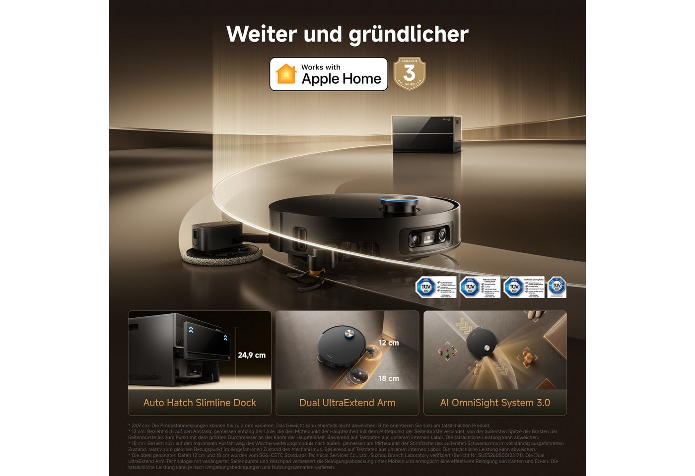 Dreame Nass-Trocken-Saugroboter X60 Pro Master, 600 W, Vollautomatische Absaugstation, Festwasseranschluss Bild 3