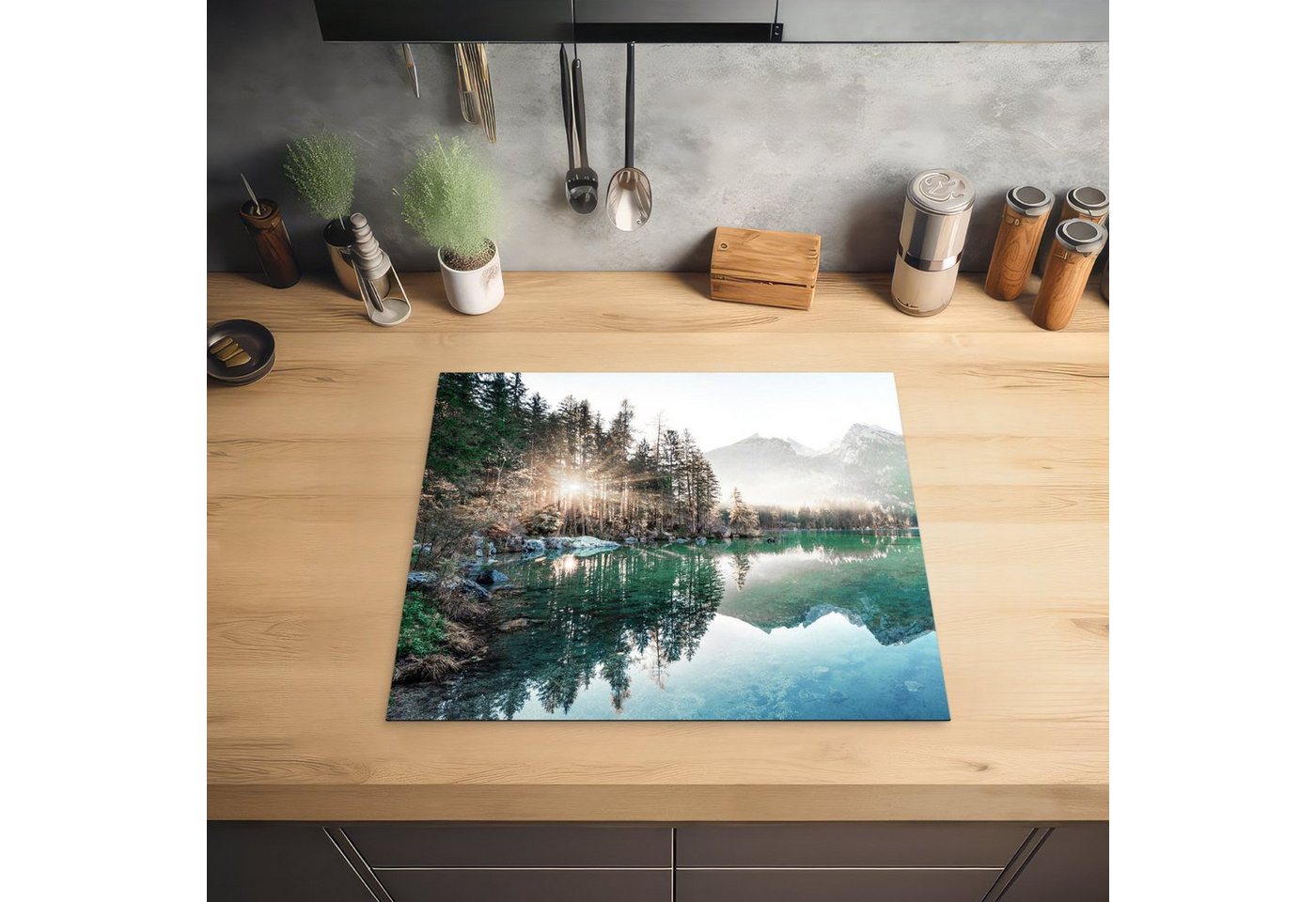 MuchoWow Herd-Abdeckplatte Natur - Bäume - Berge - See, Vinyl, (1 tlg), Abdeckplatte für Ceranfeld, Herd Inductionsmatte, 60x50 cm Bild 3