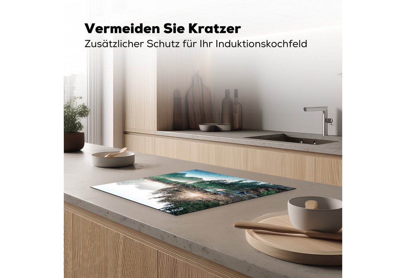 MuchoWow Herd-Abdeckplatte Natur - Bäume - Berge - See, Vinyl, (1 tlg), Abdeckplatte für Ceranfeld, Herd Inductionsmatte, 60x50 cm Bild 4