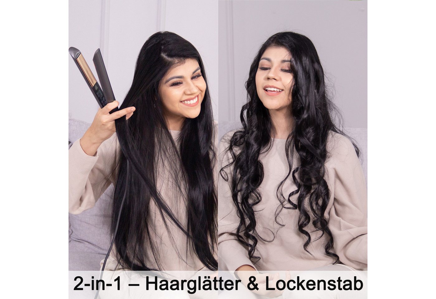 ANGENIL Lockenstab Haarglätter und Lockenstab in einem, professionelles Reise-Glätteisen aus Keramik und Titan-Ionen, 1 Zoll Bild 2