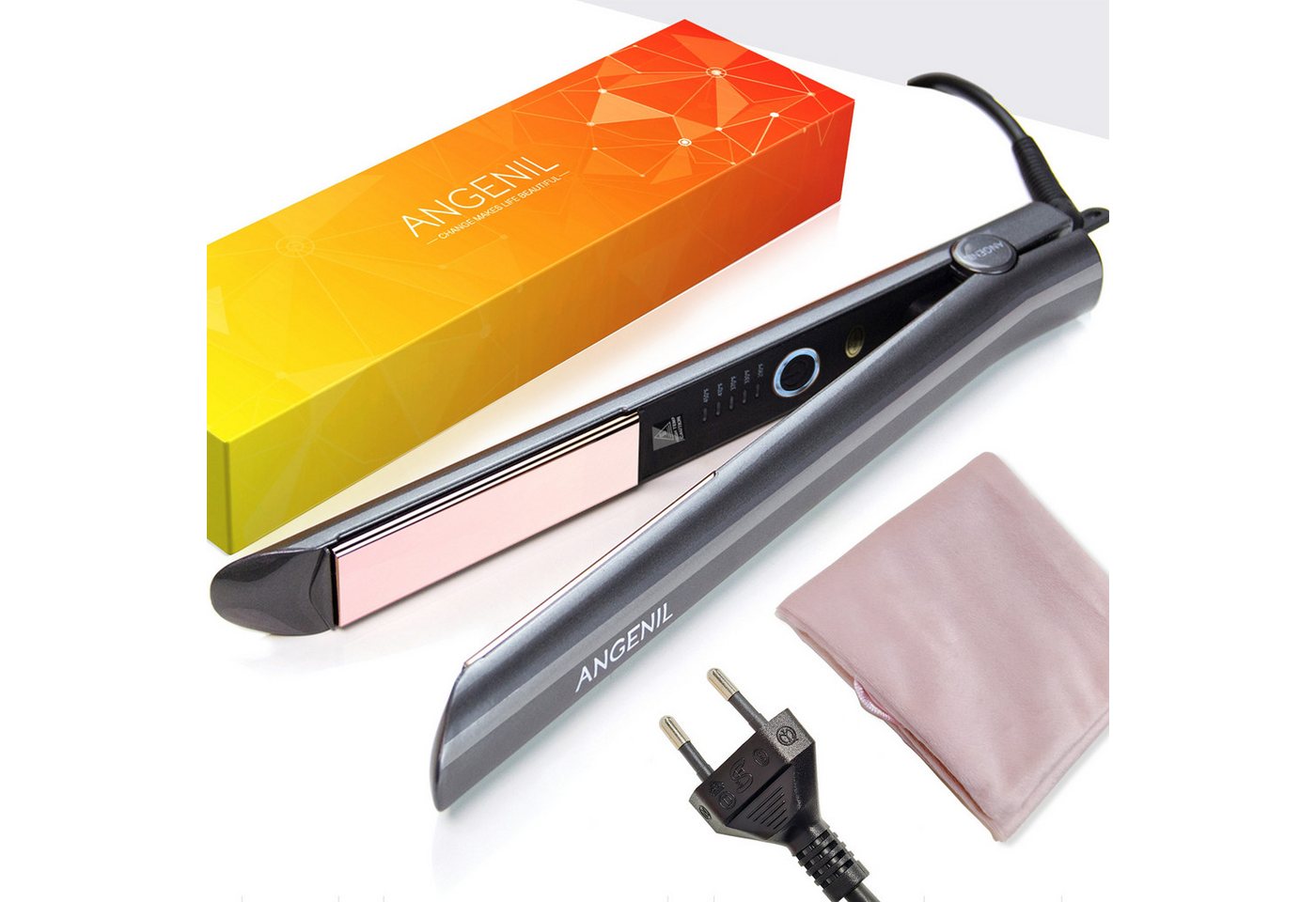 ANGENIL Lockenstab Haarglätter und Lockenstab in einem, professionelles Reise-Glätteisen aus Keramik und Titan-Ionen, 1 Zoll Bild 3