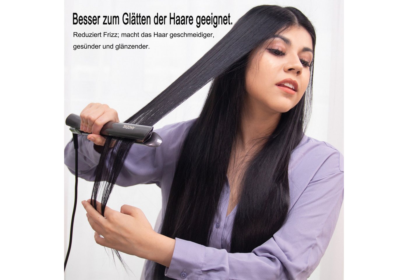 ANGENIL Lockenstab Haarglätter und Lockenstab in einem, professionelles Reise-Glätteisen aus Keramik und Titan-Ionen, 1 Zoll Bild 4