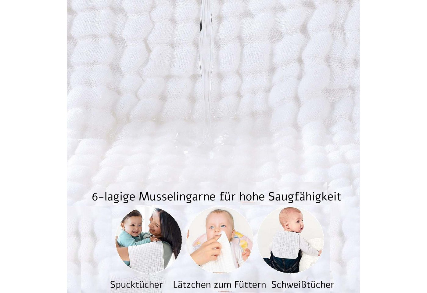 Coonoor Spucktuch Spucktücher Baby - Mullwindeln im praktischen 6 Set Bild 4