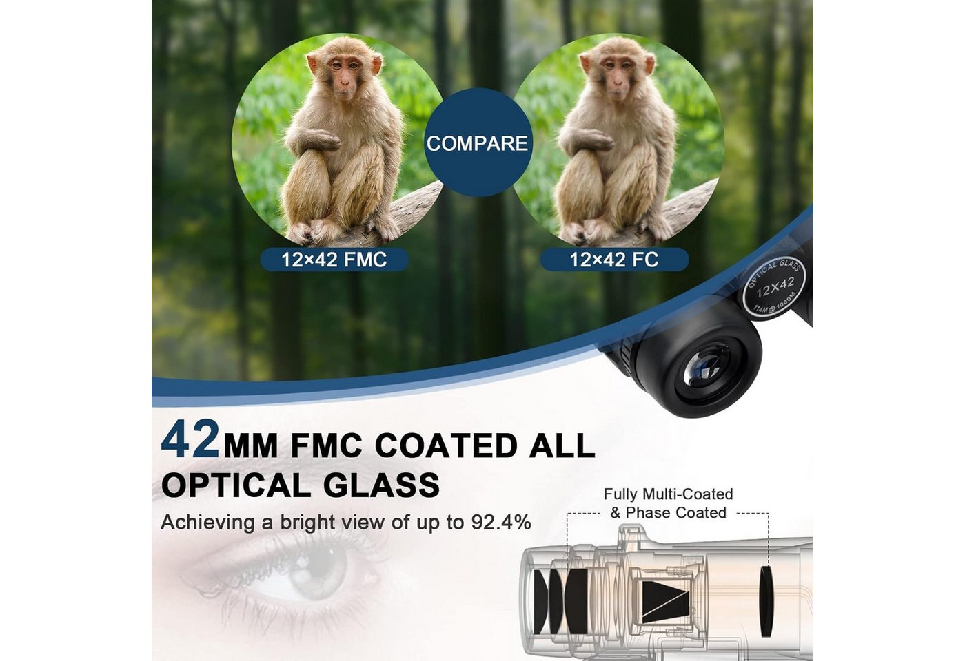 Fyrove Outdoor-Fernglas, Feldstecher, Naturfernglas für Erwachsene Fernglas (Reiseoptik für Vogelbeobachtung, Wandern, Natur und Konzerte)