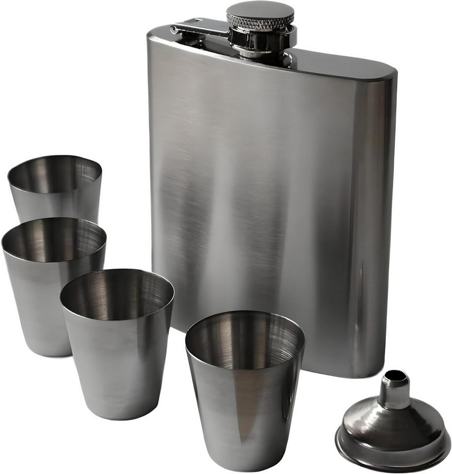 Uzman Flachmann Geschenkset Flachmann – 2 Flachmänner + 8 Becher + 2 Trichter