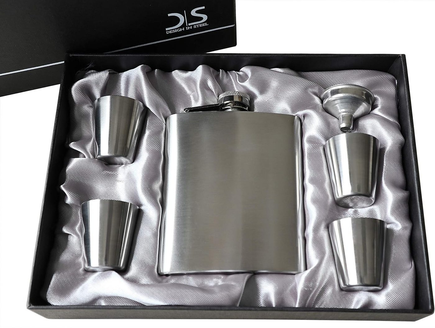 Uzman Flachmann Geschenkset Flachmann – 2 Flachmänner + 8 Becher + 2 Trichter Bild 2