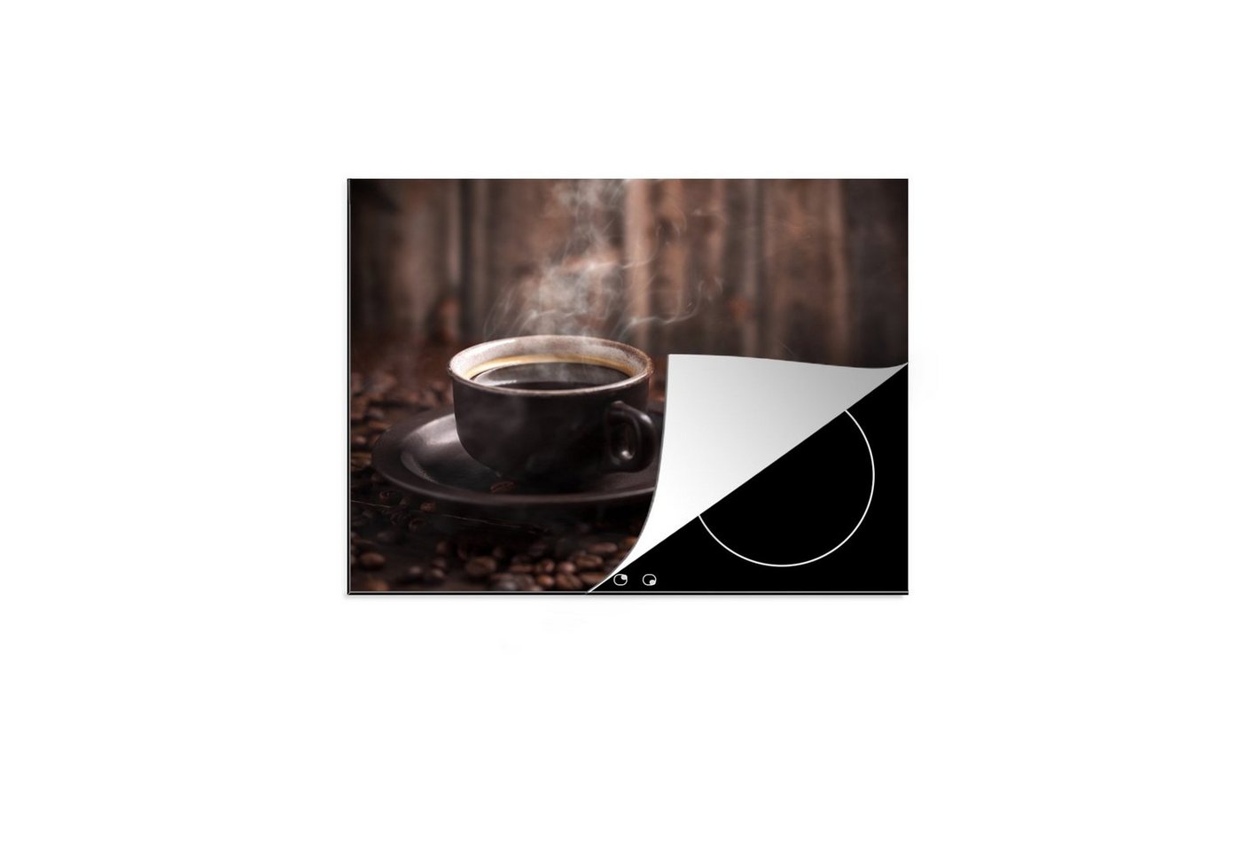 MuchoWow Herd-Abdeckplatte Kaffee - Heiß - Kaffeebohnen, Vinyl, (1 tlg), Abdeckplatte für Ceranfeld, Herd Inductionsmatte, 57.6x51.6 cm Bild 4