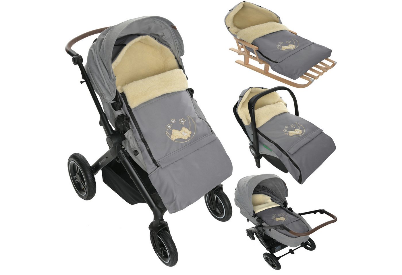 GOLDKIDS Fußsack Winter für Kinderwagen Babyschale (Schlittensack Lammwollesack Baby, Fußsack Kuschelsack), Winterfußsack 40 x 90/110 cm Bild 5