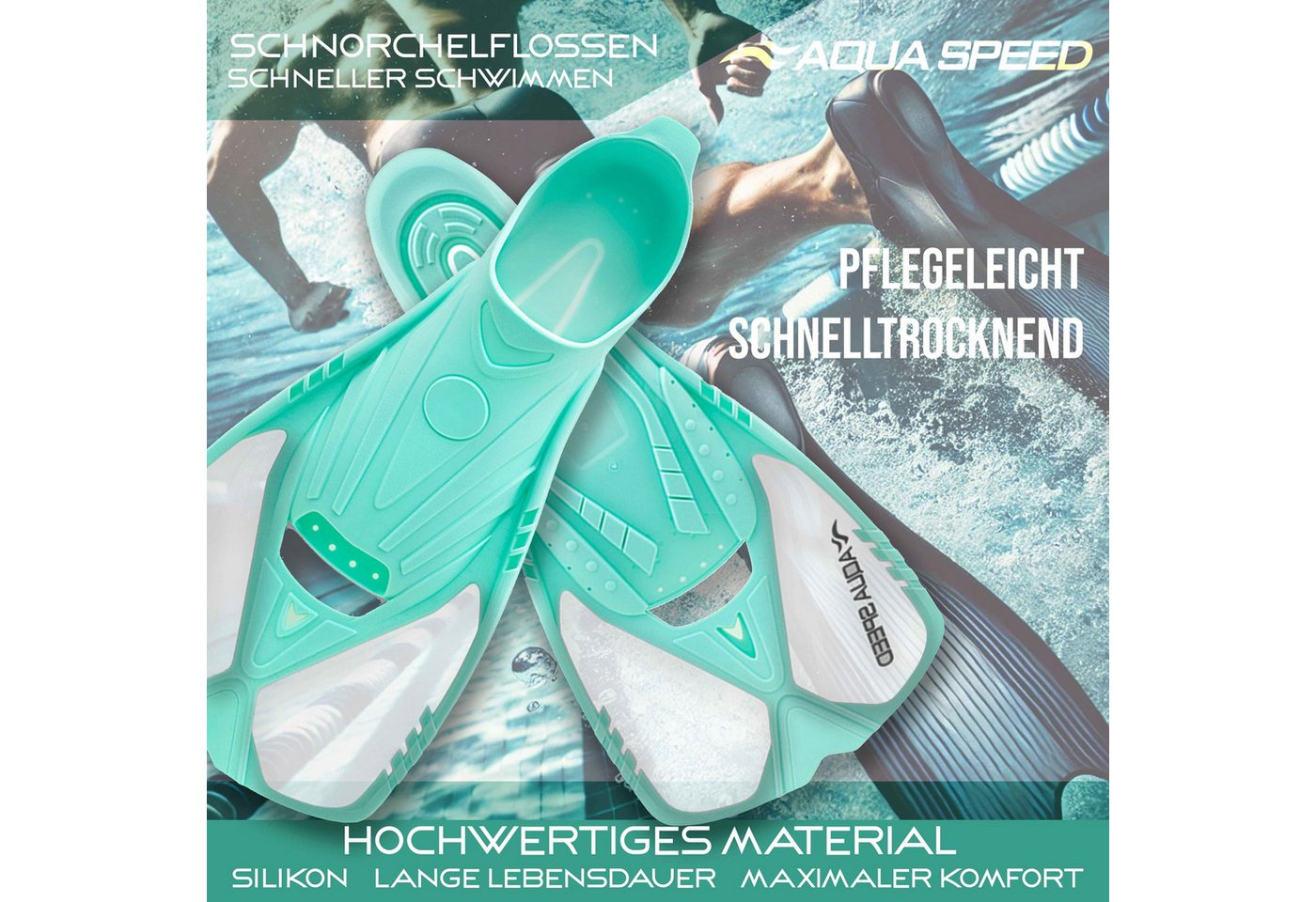 Aqua Speed Flosse Action Trainingsflossen Kurze Schwimmflossen für Techniktraining (Schwimmtraining Allround Kurzflosse für Technik & Beinarbeit 38/39), Kurze Trainingsflossen für saubere Technik und effektive Beinarbeit Bild 3