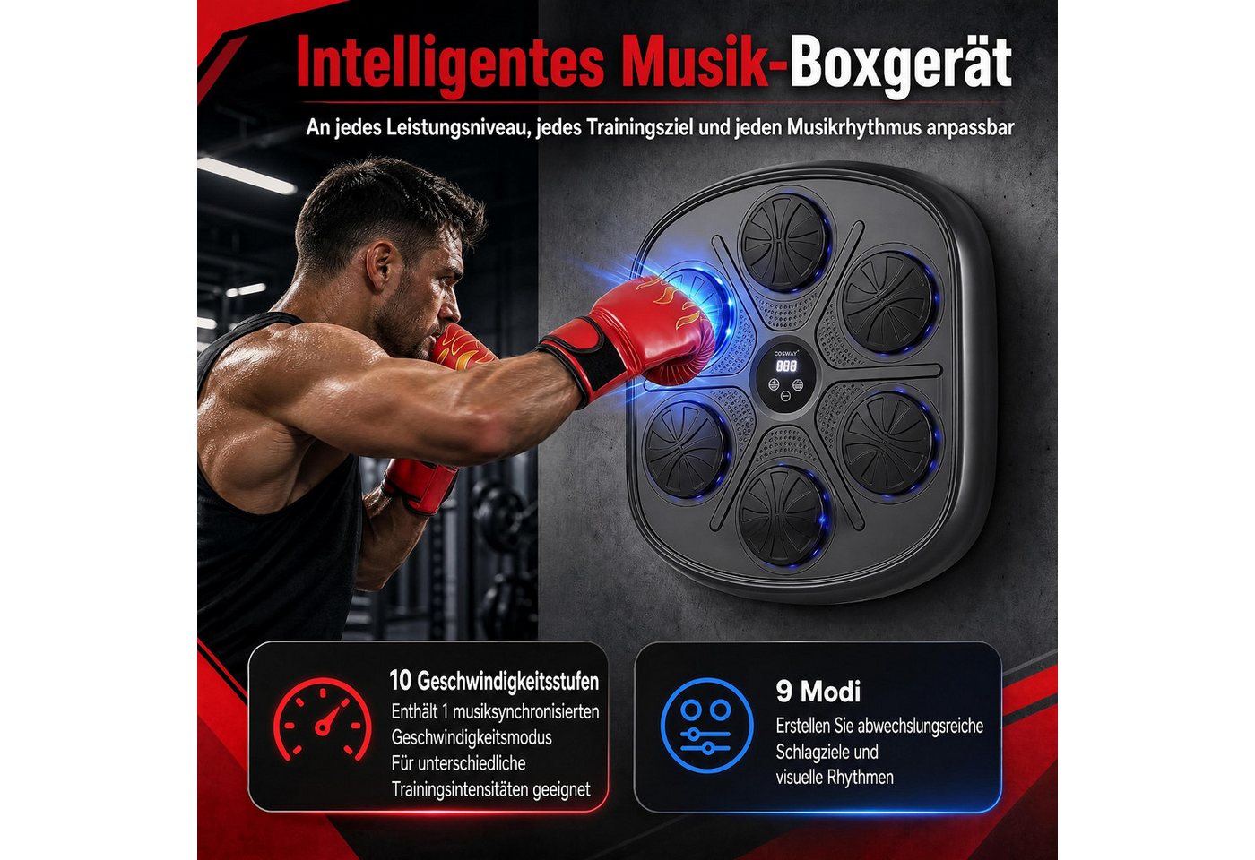 COSTWAY Boxstation mit LED-Display & kabelloser Verbindung, Boxing Machine Bild 5