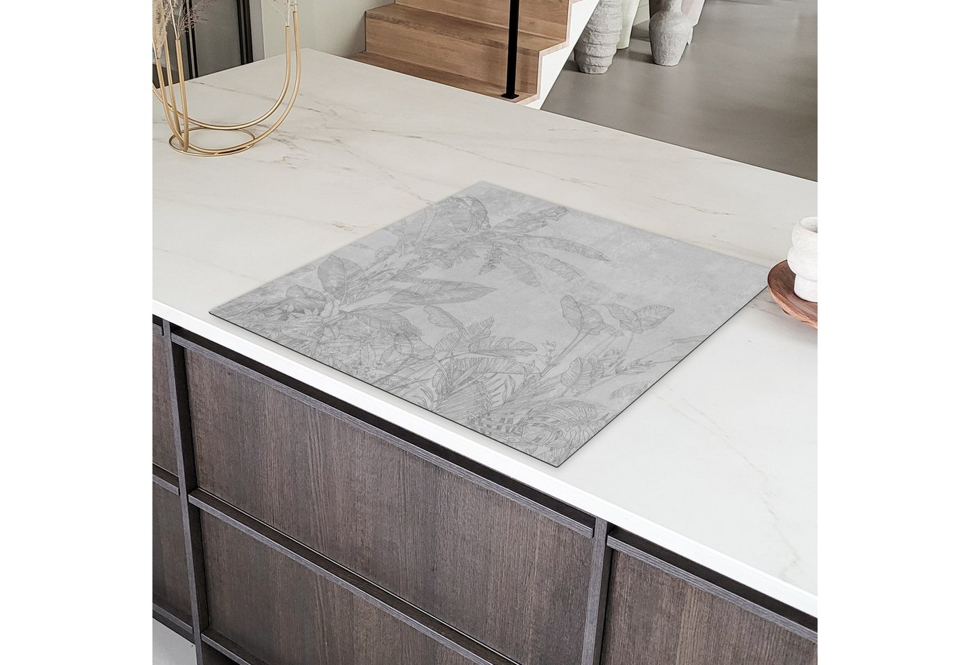 MuchoWow Herd-Abdeckplatte Beton - Muster - Grau, Vinyl, (1 tlg), Cerankochfeld Abdeckung, Herd Abdeckplatten Vinyl, 58x59 cm Bild 2