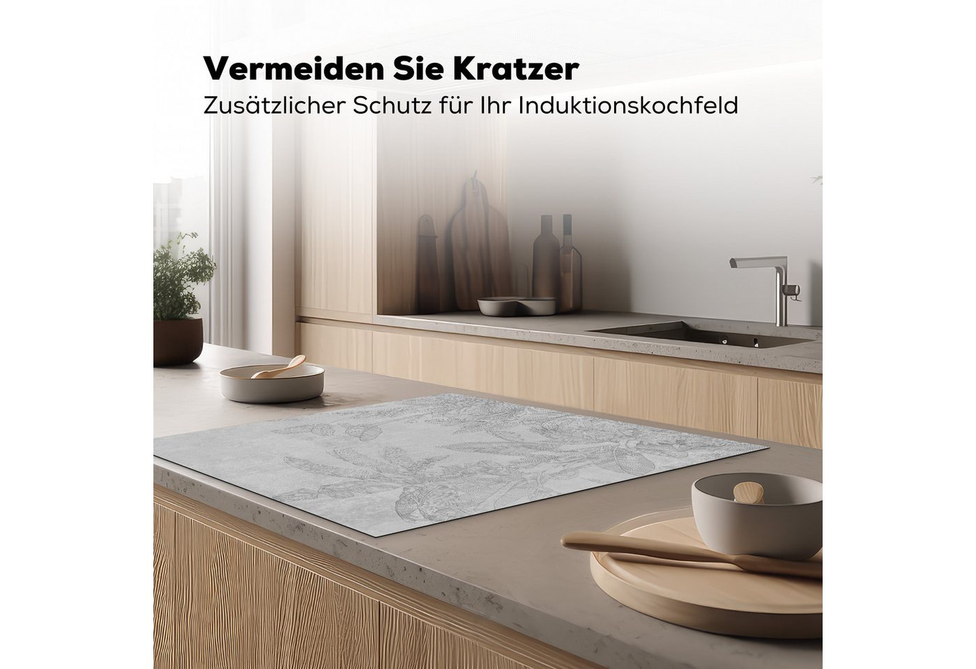 MuchoWow Herd-Abdeckplatte Beton - Muster - Grau, Vinyl, (1 tlg), Cerankochfeld Abdeckung, Herd Abdeckplatten Vinyl, 58x59 cm Bild 4
