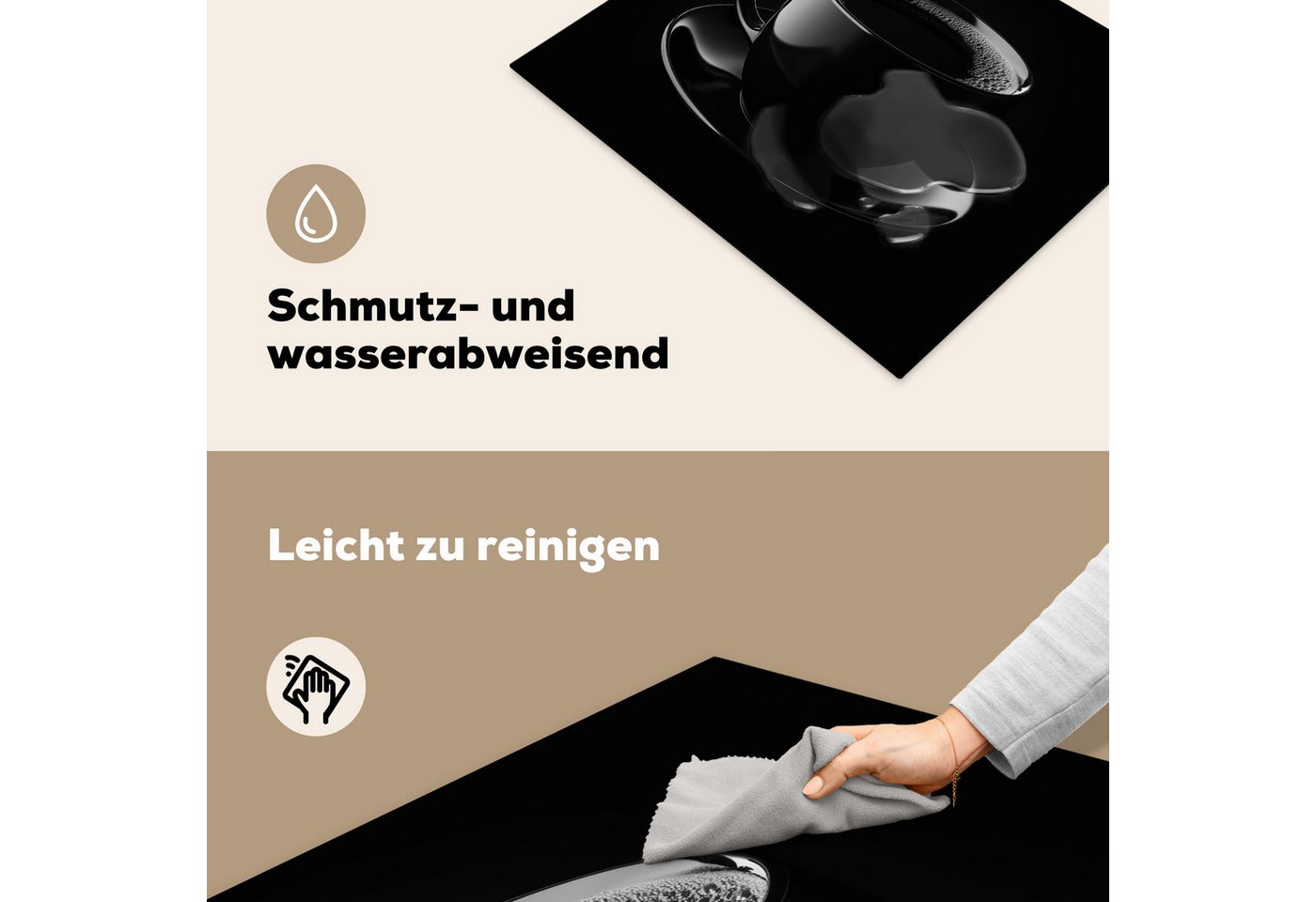 MuchoWow Herd-Abdeckplatte Schwarz - Kaffee - Tasse, Vinyl, (1 tlg), Abdeckung Induktionskochfeld Schutzmatte, Küche Deko, 65x52 cm Bild 4