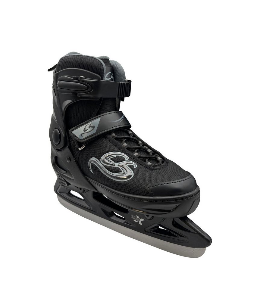 Cox Swain Schlittschuhe CRYSTAL – größenverstellbar, Softboot – Black/Grey – S (33-36), Verstellbare Schlittschuhe mit Edelstahlkufen Bild 2